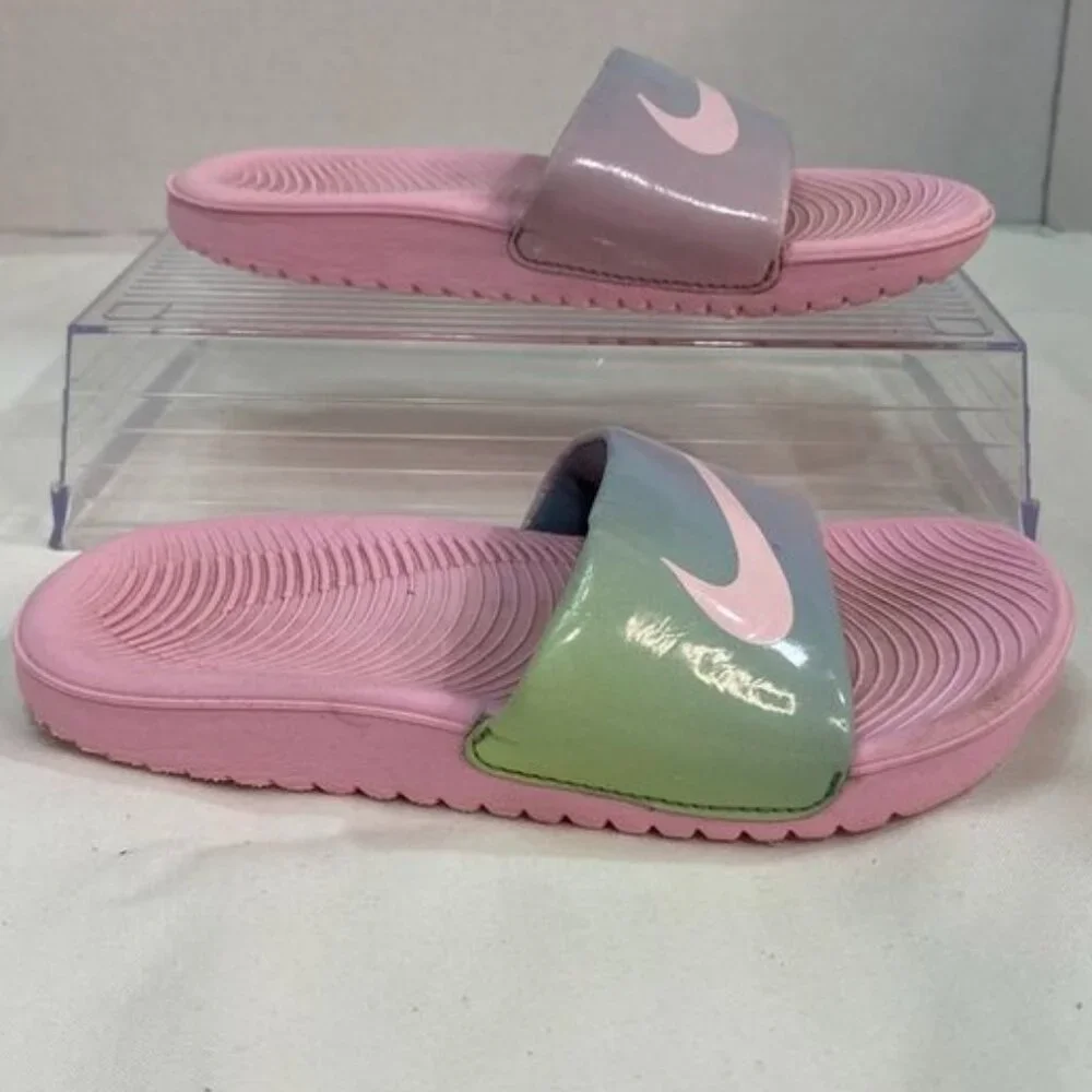 Nike Benassi JDI Youth Slides Pink / Gray Iridescent Size 11C